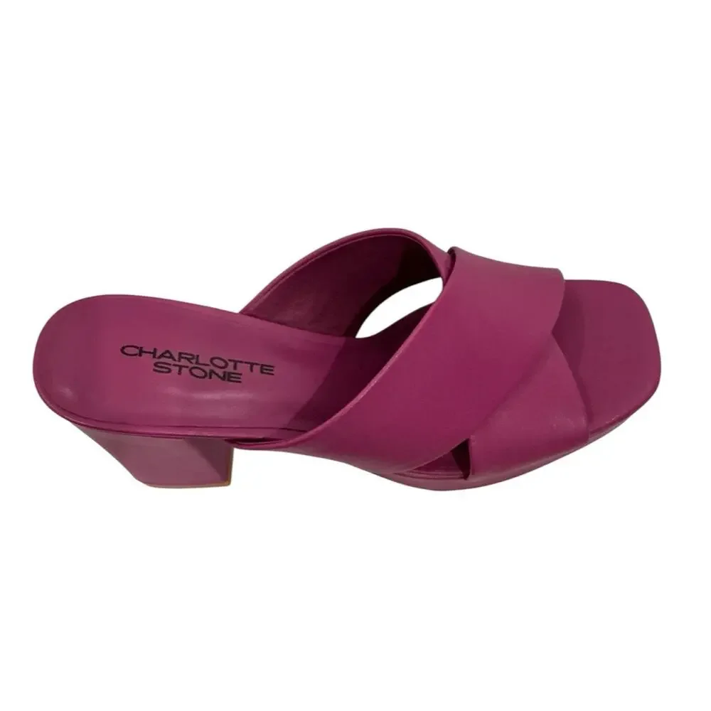 Charlotte Stone Sylvia Platform Mules Grape Purple Leather Heels Size 9 - Picture 8 of 10